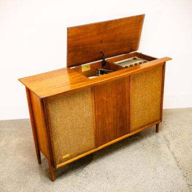 Mid Century Modern Credenza Stereo Console Voice of Music Walnut Record Player