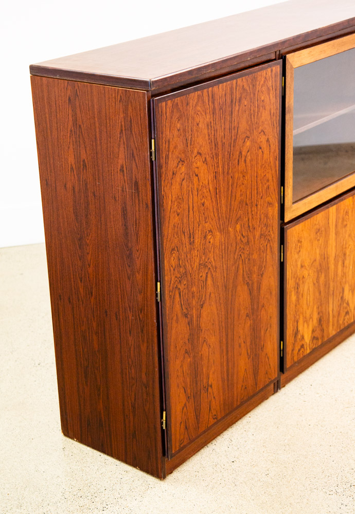 Mid Century Danish Modern Credenza Hutch Cabinet Glass Display Rosewood Modular - Image 8