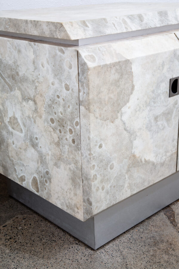Mid Century Post Modern Nightstand End Side Table Custom Stone Marble Metal 1980 - Image 8