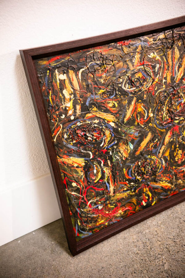 Mid Century Modern Art Original Abstract Expressionism Pollock Bright Colors Mcm - Image 9