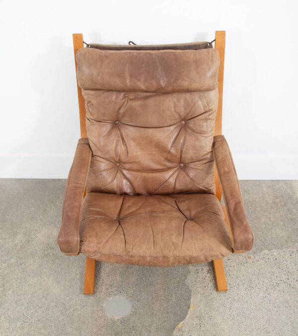 Mid Century Danish Modern Lounge Chair Set Siesta Tan Leather Westnofa Pair Arms - Image 7