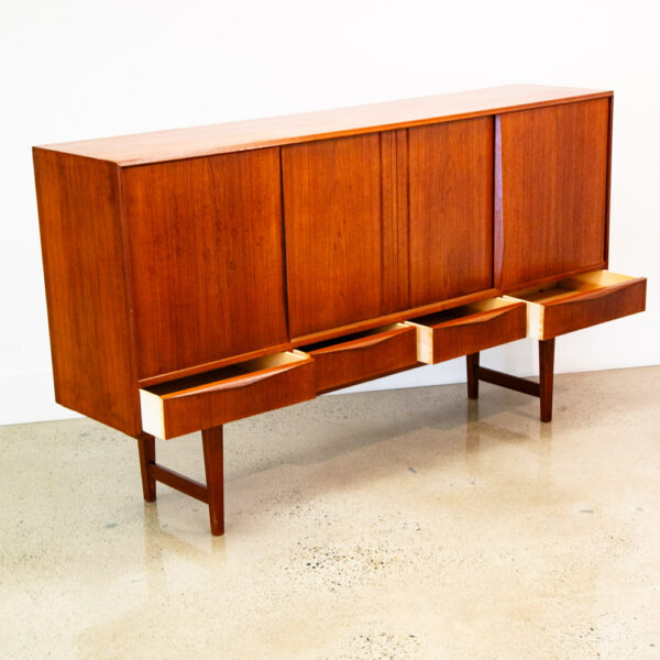 Mid Century Danish Modern Credenza Highboard Teak Wood Drawers E.W Bach Denmark - Image 3