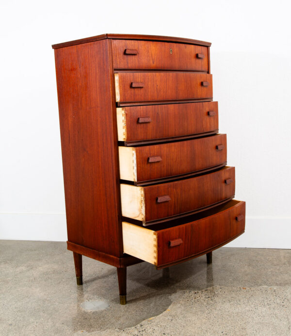 Mid Century Danish Modern Highboy Dresser 6 Drawer Teak Handles Denmark Locking - Image 12