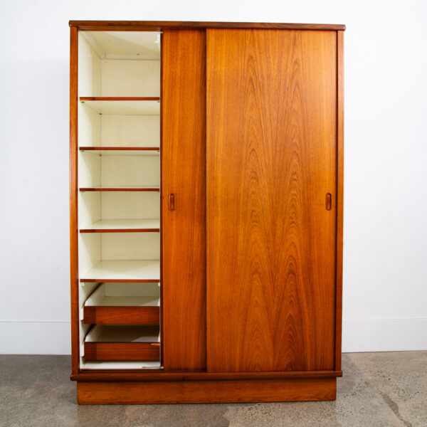 Mid Century Danish Closet Cabinet Armoire Teak Credenza Wardrobe Dyrlund Doors - Image 3