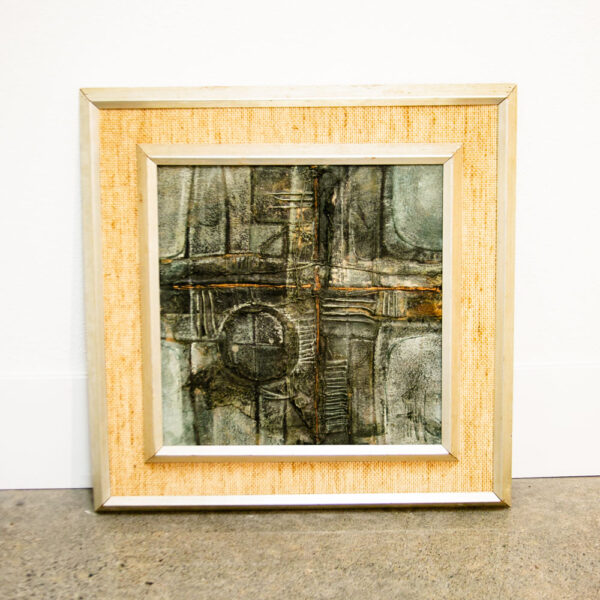Mid Century Modern Painting Art Abstract Expressionism Framed Grey Textured Mcm - Image 11