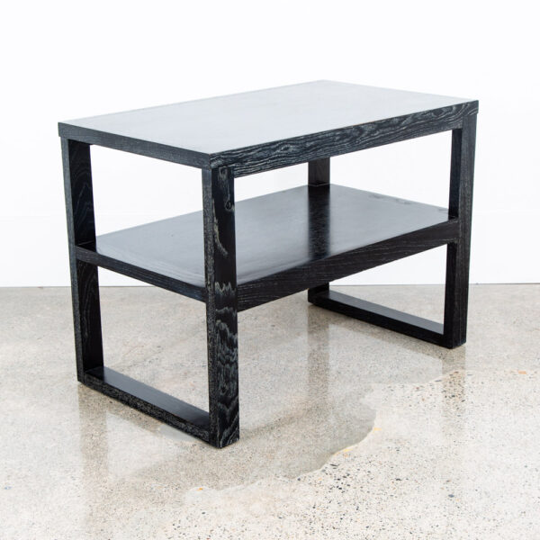 Mid Century Modern Side Tables Ebonized Oak Black Set 2 End Vintage Rectangular - Image 9
