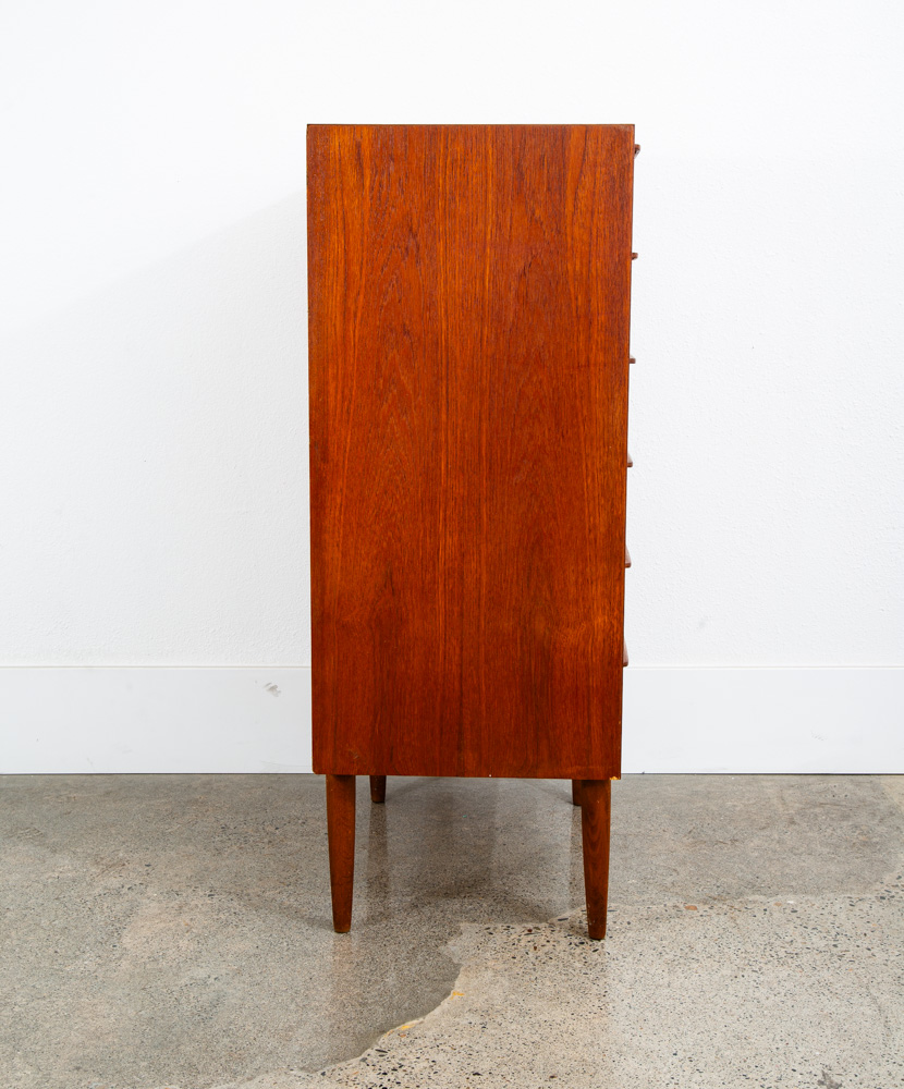 Mid Century Danish Modern Dresser Highboy 6 Drawer Teak Denmark Locking Compact - Image 3