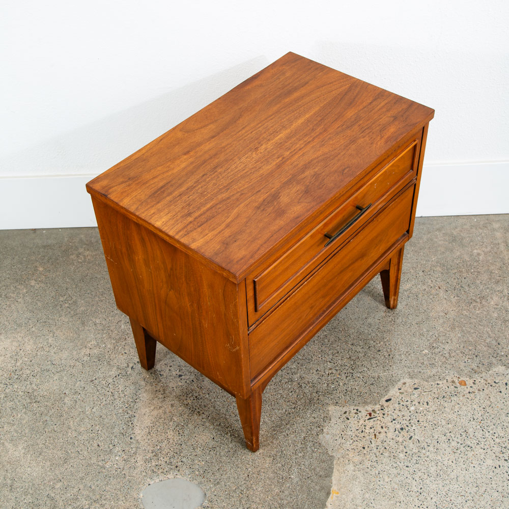 Mid Century Modern Nightstand End Side Table Two Drawers Dixie Shelf Vintage Mcm - Image 8