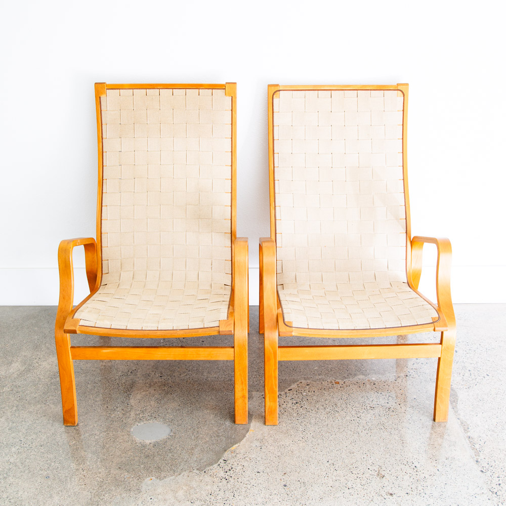 Mid Century Danish Modern Lounge Chair Set Armchair Cream Finn Ostergaard Pair - Image 5