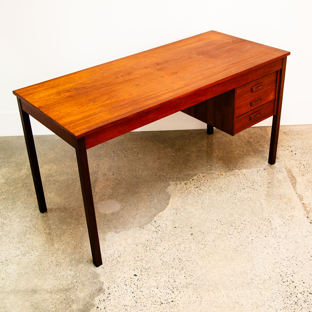 Mid Century Danish Modern Desk Executive Teak 3 Drawer Cabinet Danish Floating - Image 4