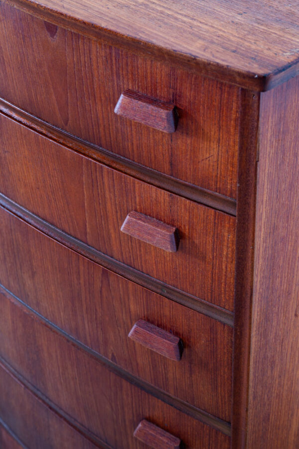 Mid Century Danish Modern Highboy Dresser 6 Drawer Teak Handles Denmark Locking - Image 9