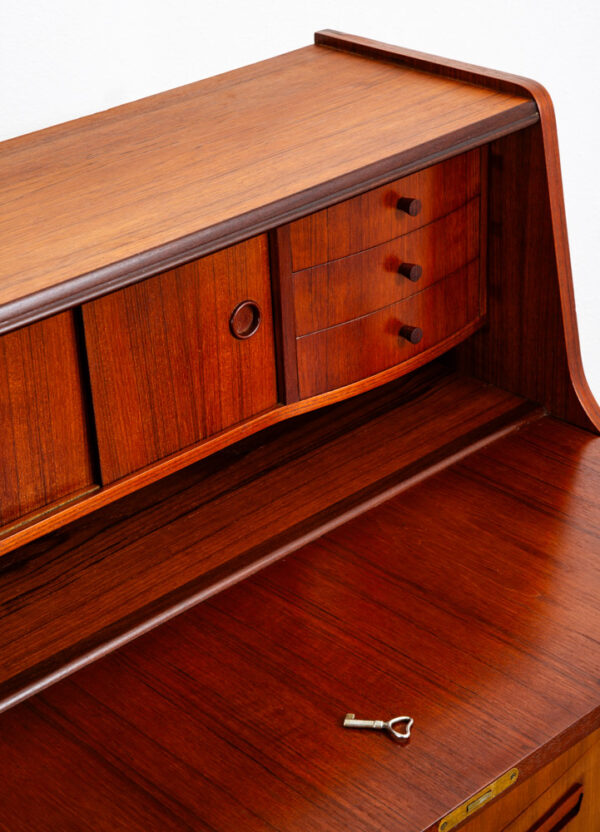 Mid Century Danish Modern Secretary Desk Bureau Denmark Teak Drawer PMJ Mcm - Image 9