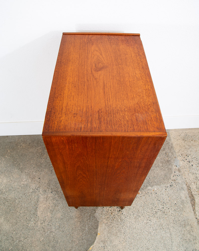 Mid Century Danish Modern Dresser Highboy 6 Drawer Teak Denmark Locking Compact - Image 4