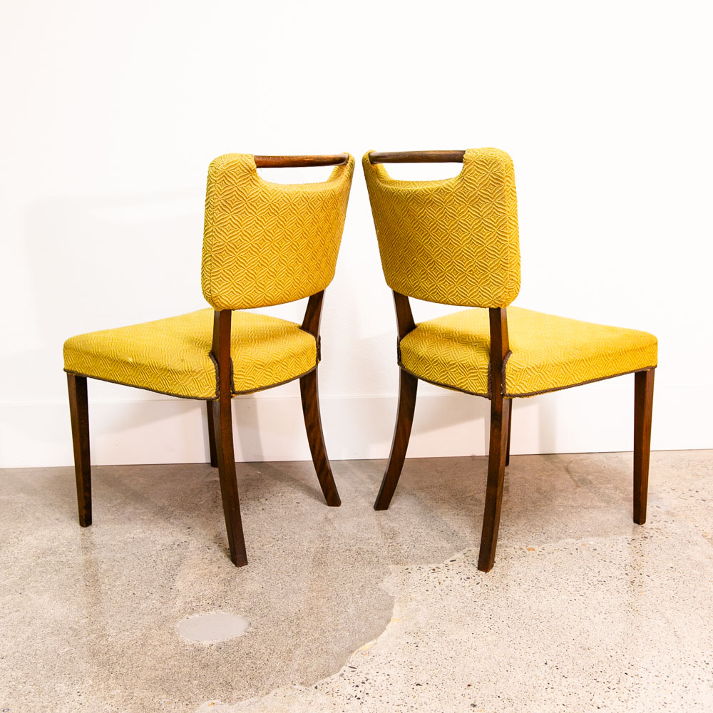 Mid Century Danish Modern Dining Chairs Set 6 Solid Wood Beech Yellow Textured - Image 6