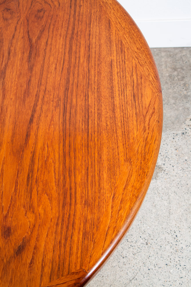 Mid Century Danish Modern Dining Table Round Teak Vejle Stole Circular Restored - Image 9