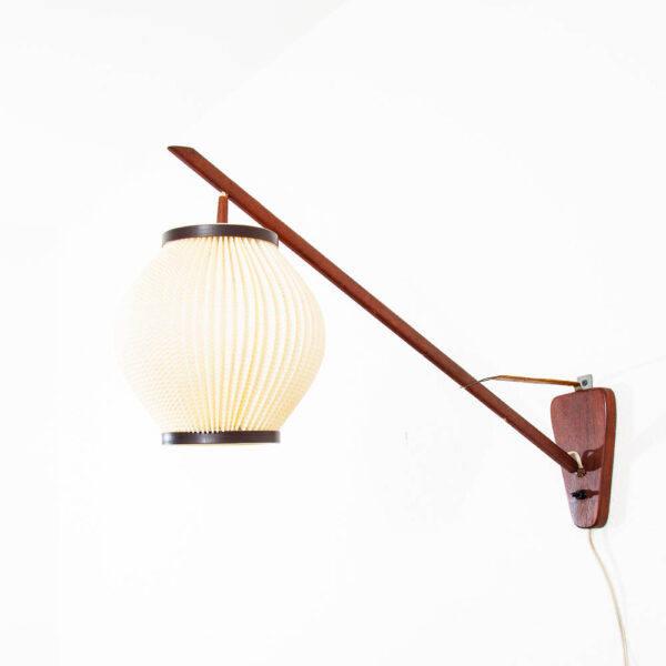 Mid Century Modern Danish Hanging Lamp Wall Sconce Solid Teak Wood Functional VG
