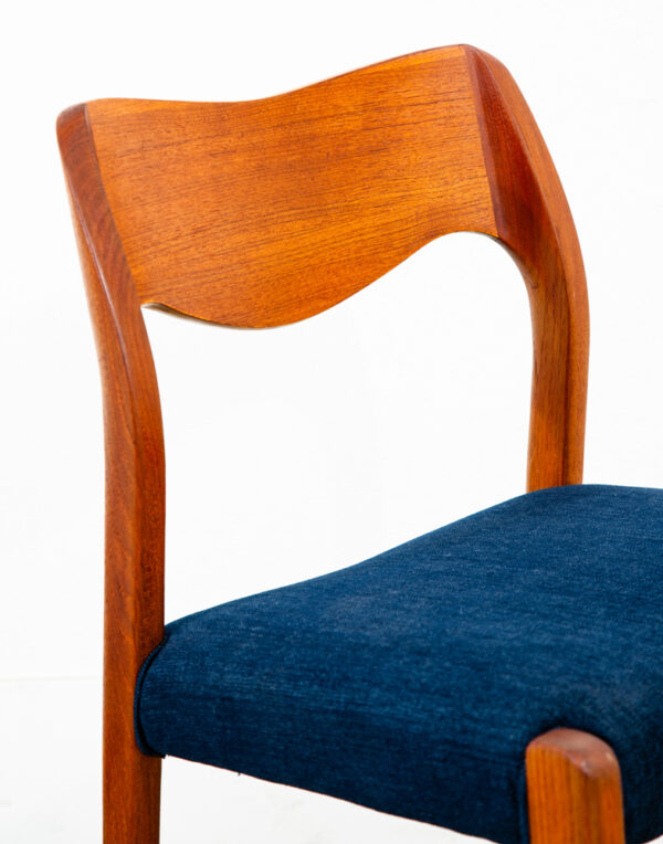 Mid Century Danish Modern Dining Chair Niels J.L Moller #71 Teak Dk Blue Denmark - Image 10