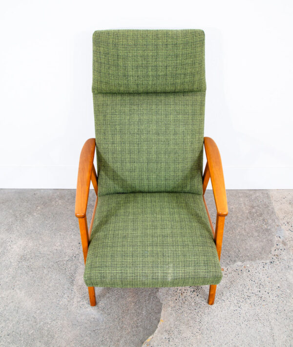 Mid Century Danish Modern Lounge Chair Armchair Green Arms Mcm Denmark Highback - Image 10