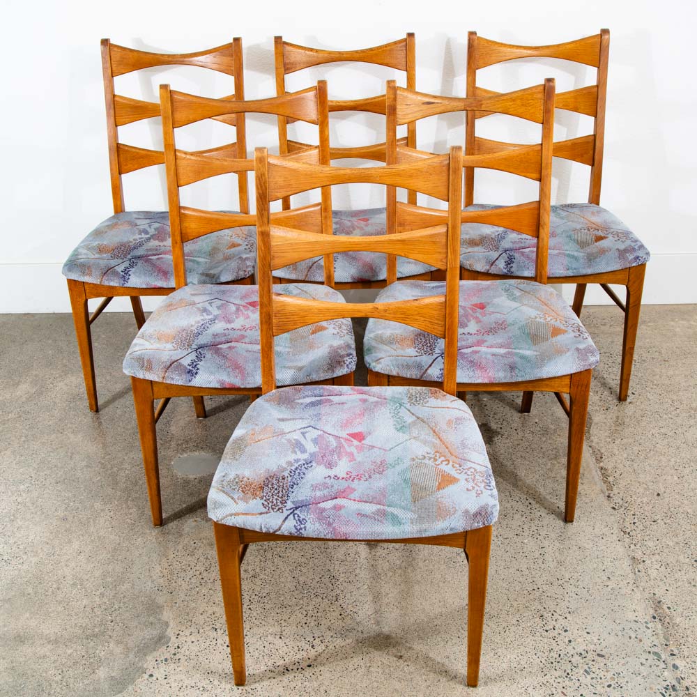 Mid Century Modern Dining Chairs Set 6 Lane Rhythm Ladder Back Bowtie Vintage NM