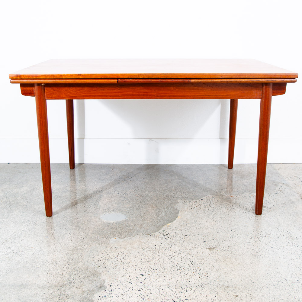 Mid Century Denmark Modern Dining Table Rectangle Teak Draw Leaf Extension x2 - Image 4