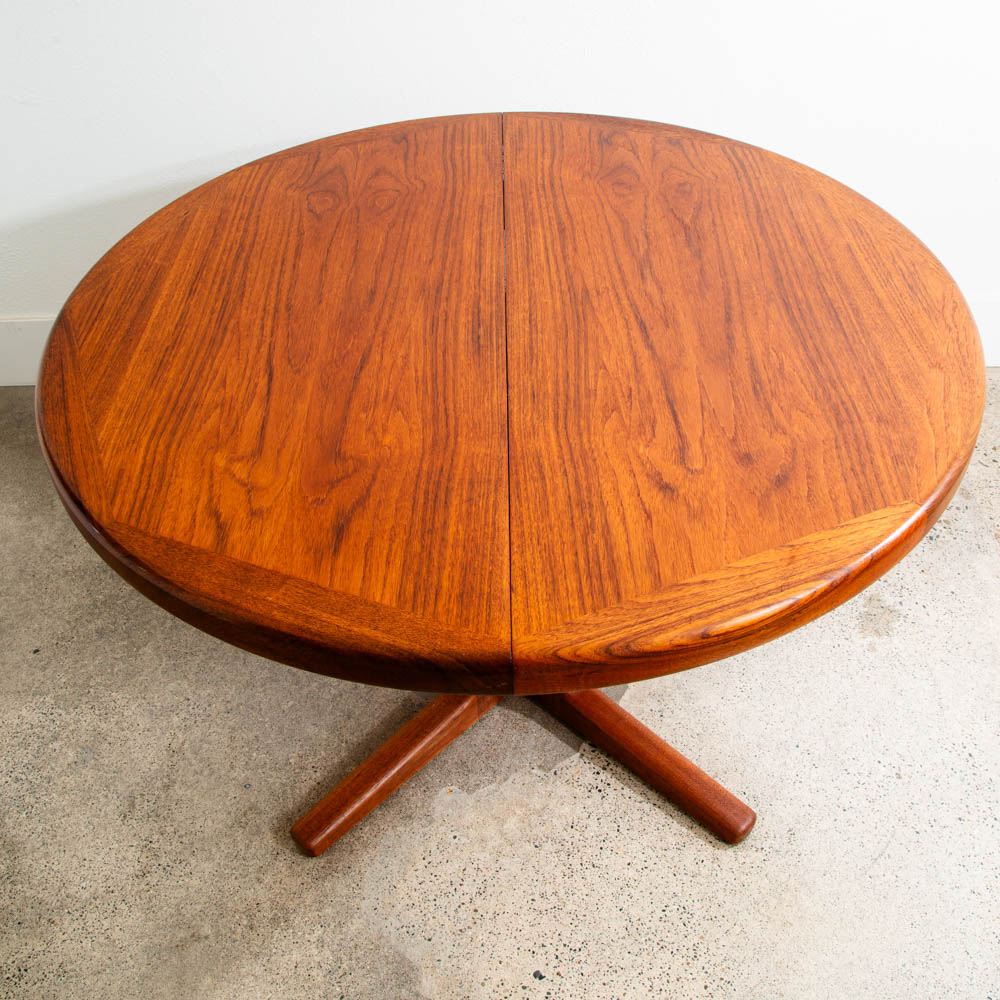 Mid Century Danish Modern Dining Table Round Teak Vejle Stole Circular Restored
