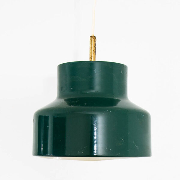 Mid Century Modern Lyskær Danish Green Hanging Pendant White Plastic Grid Metal - Image 6