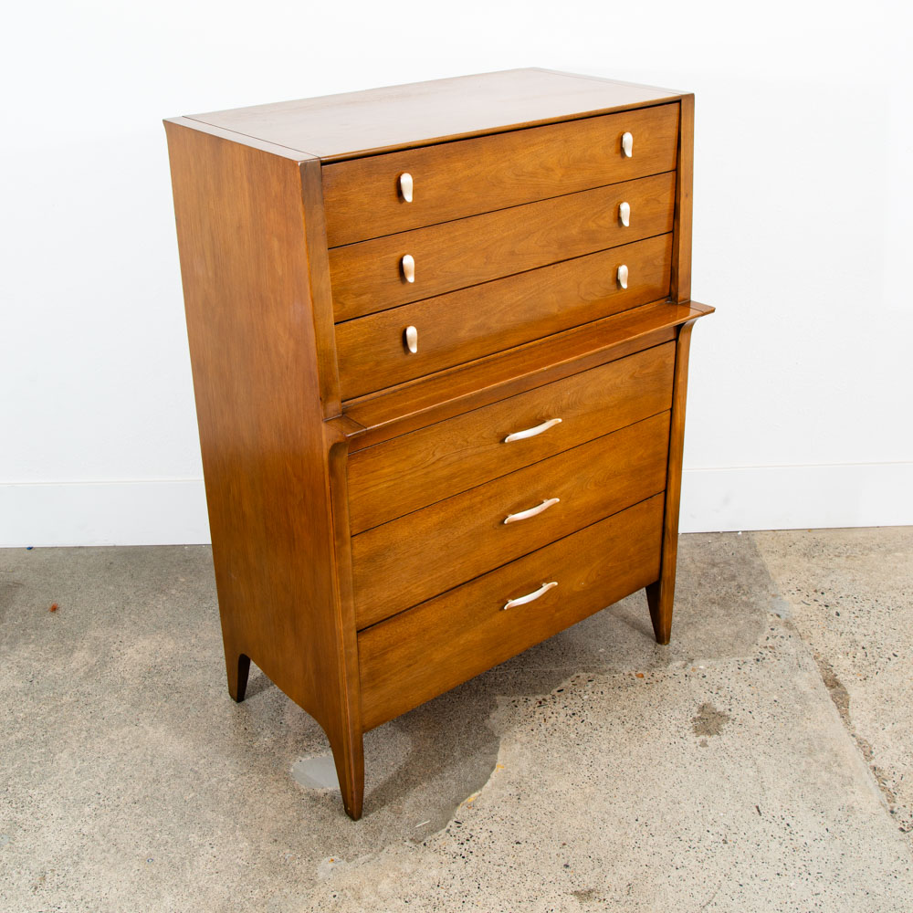 Mid Century Modern Dresser Highboy Profile Drexel John Van Koert Mcm 5 Drawers - Image 7