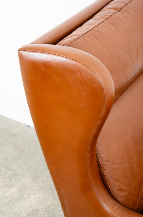 Mid Century Danish Modern Lounge Chair Wingback Brown Leather High Back Seat Mcm - Image 9