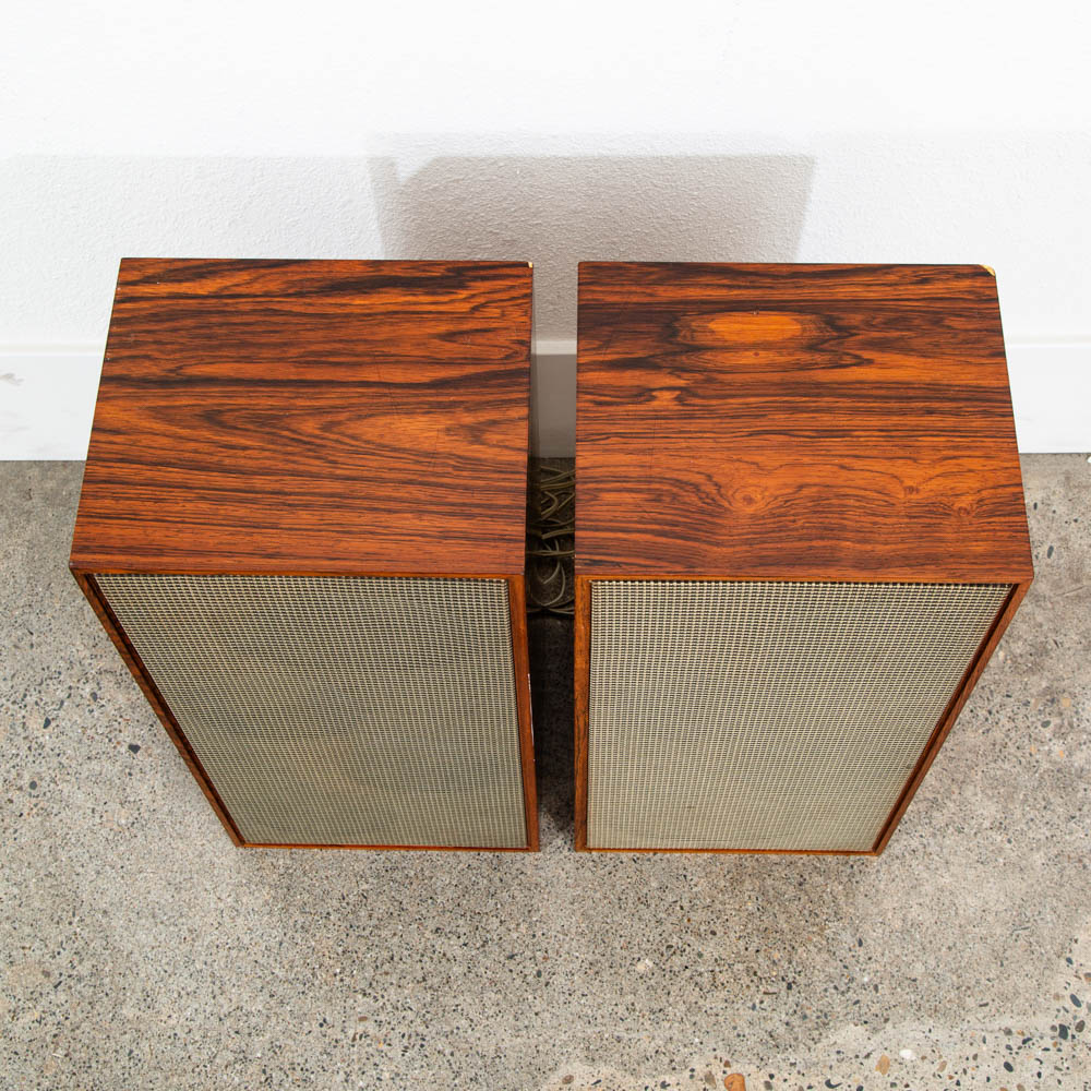 Mid Century Danish Modern Speakers Set Brazilian Rosewood Compact Vintage Hifi - Image 7