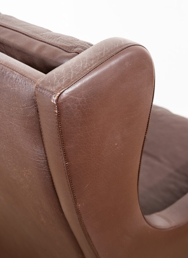 Mid Century Danish Modern Lounge Chair Wingback Brown Leather High Back Seat Mcm - Image 8