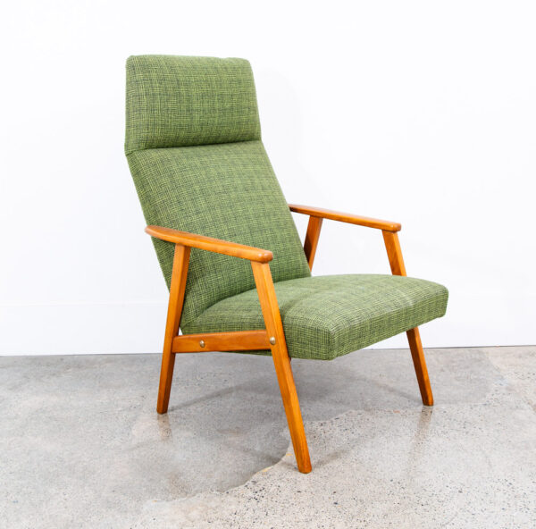 Mid Century Danish Modern Lounge Chair Armchair Green Arms Mcm Denmark Highback