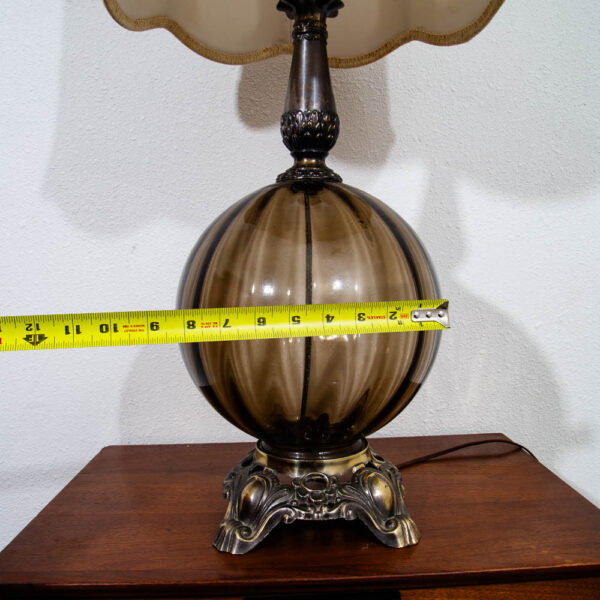 Mid Century Modern Smoke Glass Desk Lamp Textured Body with Metal Base - Image 12