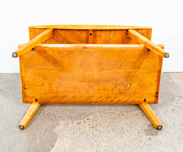 Mid Century Modern Coffee Table Heywood Wakefield Blonde Wood Birch Maple Shelf - Image 5
