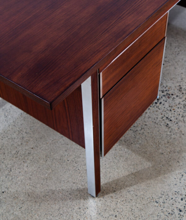 Mid Century Danish Modern Desk Executive Nipu Rosewood Metal 4 Drawer File Mcm - Image 10