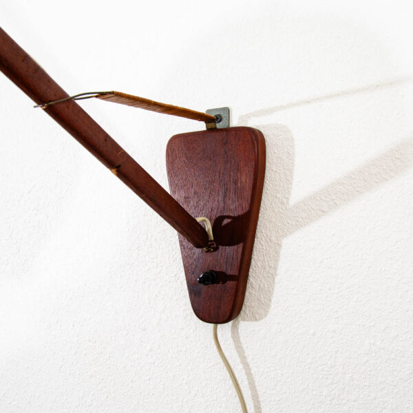 Mid Century Modern Danish Hanging Lamp Wall Sconce Solid Teak Wood Functional VG - Image 5