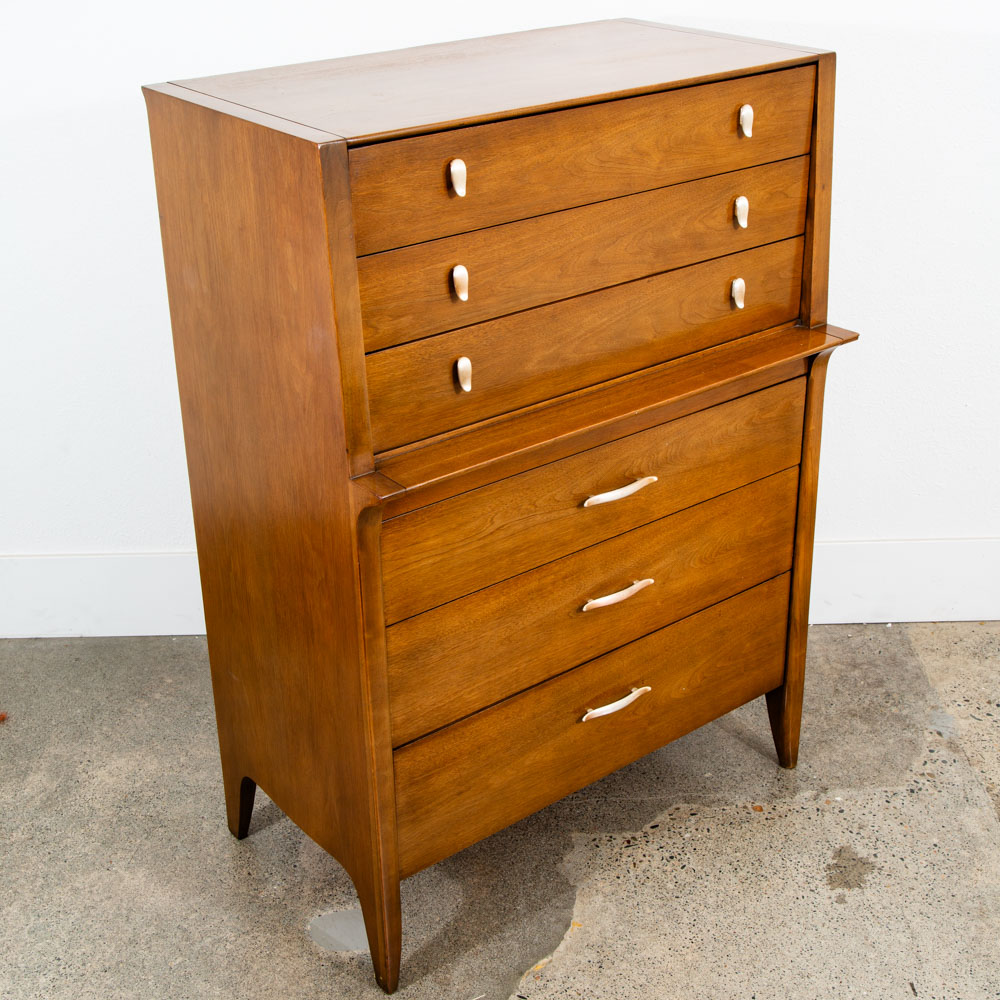 Mid Century Modern Dresser Highboy Profile Drexel John Van Koert Mcm 5 Drawers - Image 9