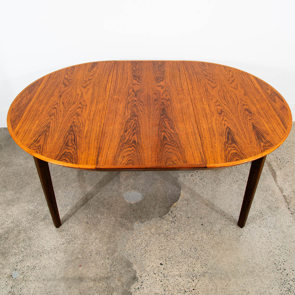 Mid Century Danish Modern Dining Table Oval Rosewood Extension x1 Denmark Round - Image 3