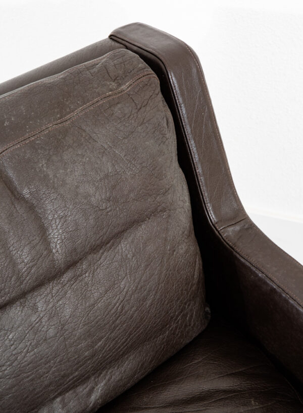 Mid Century Danish Modern Lounge Chair Black Leather Arm Denmark Mcm Armchair NM - Image 11