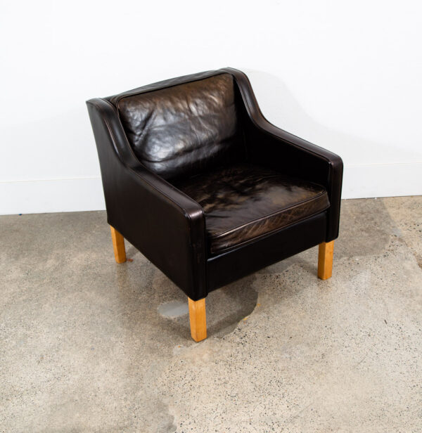 Mid Century Danish Modern Lounge Chair Black Leather White Oak Arm Denmark Mcm - Image 7