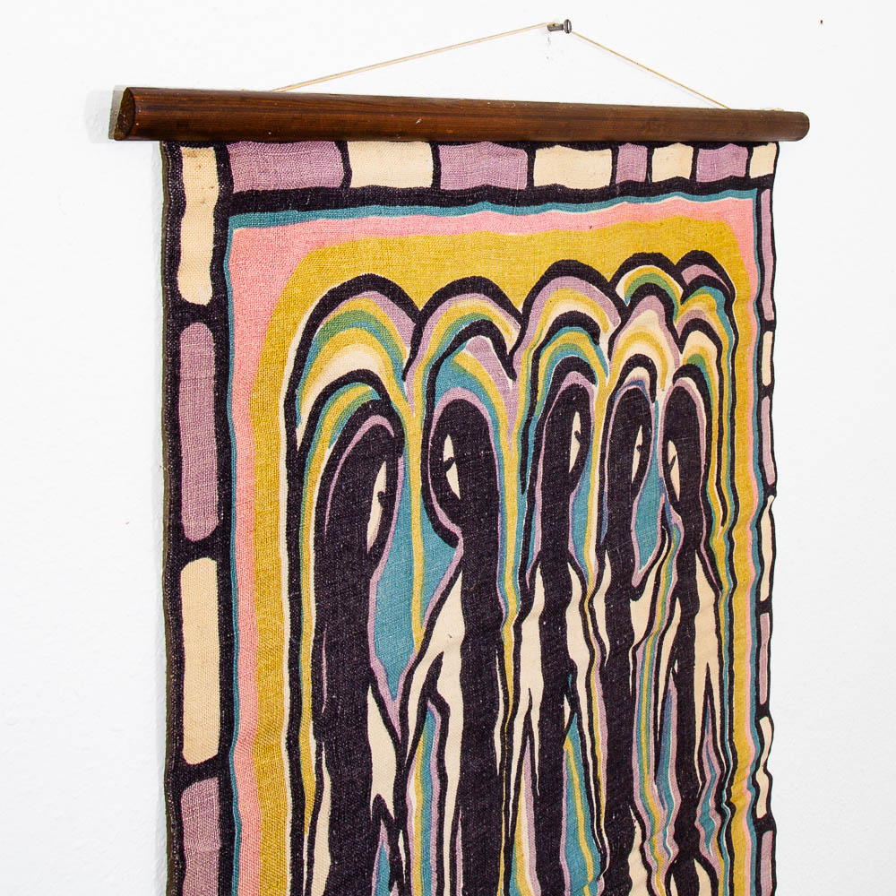 Mid Century Modern Wall Hanging Expressionist Female Figures Original Signed Art - Image 7