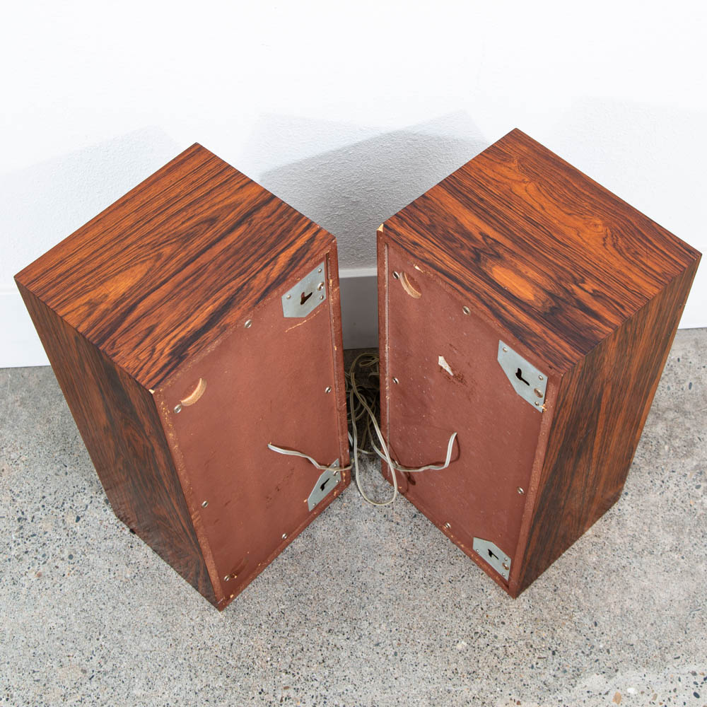 Mid Century Danish Modern Speakers Set Brazilian Rosewood Compact Vintage Hifi - Image 8