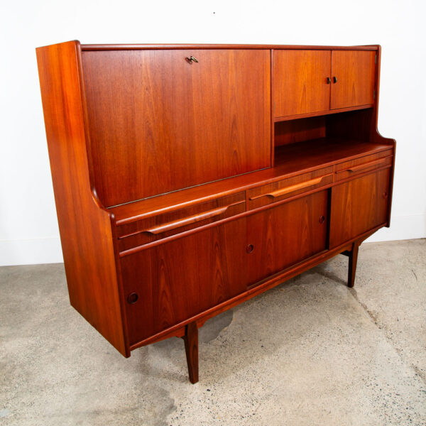 Mid Century Danish Modern Credenza Sideboard Bar Desk Teak Drawers Denmark Mcm - Image 2