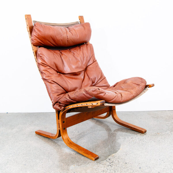Mid Century Danish Modern Lounge Chair Red Leather Siesta Relling Westnofa Mcm - Image 5