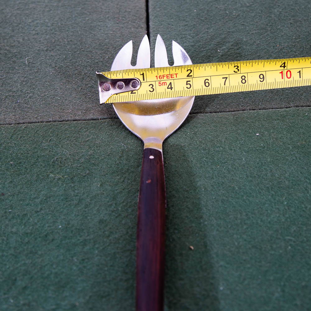 Mid Century Danish Modern Serving Utensils Pair Rosewood Steel Spoon Fork Two NM - Image 12