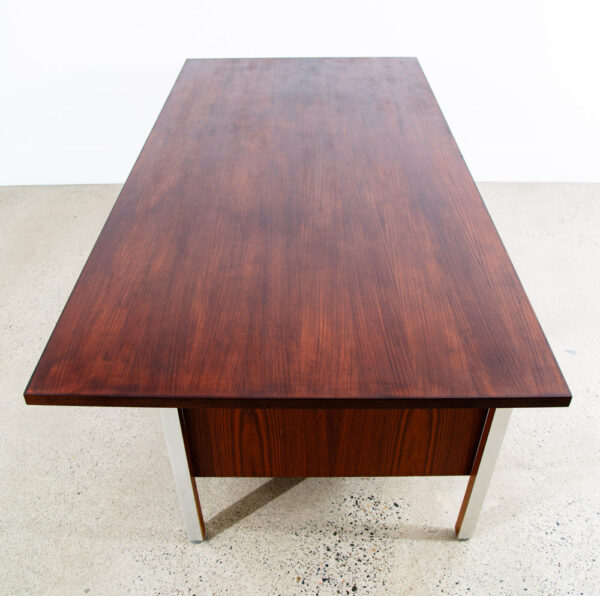 Mid Century Danish Modern Desk Executive Nipu Rosewood Metal 4 Drawer File Mcm - Image 6