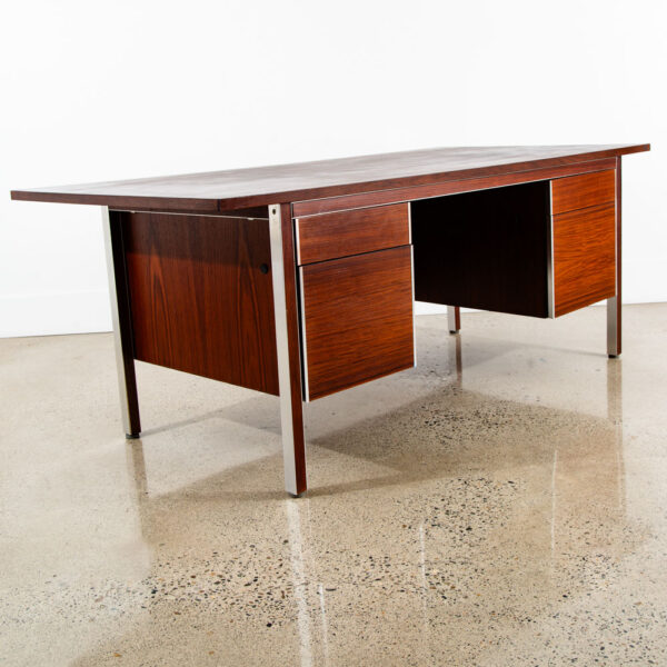 Mid Century Danish Modern Desk Executive Nipu Rosewood Metal 4 Drawer File Mcm