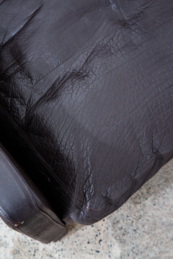 Mid Century Danish Modern Lounge Chair Black Leather Arm Denmark Mcm Armchair NM - Image 12