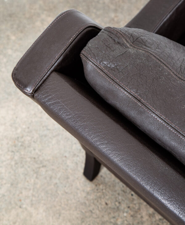 Mid Century Danish Modern Lounge Chair Black Leather Arm Denmark Mcm Armchair NM - Image 7