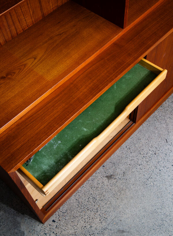 Mid Century Danish Modern Credenza Bookshelf Cabinet Teak Shelves Poul Hundevad - Image 8