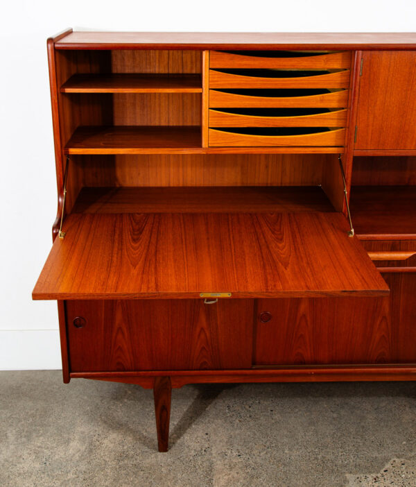 Mid Century Danish Modern Credenza Sideboard Bar Desk Teak Drawers Denmark Mcm - Image 8